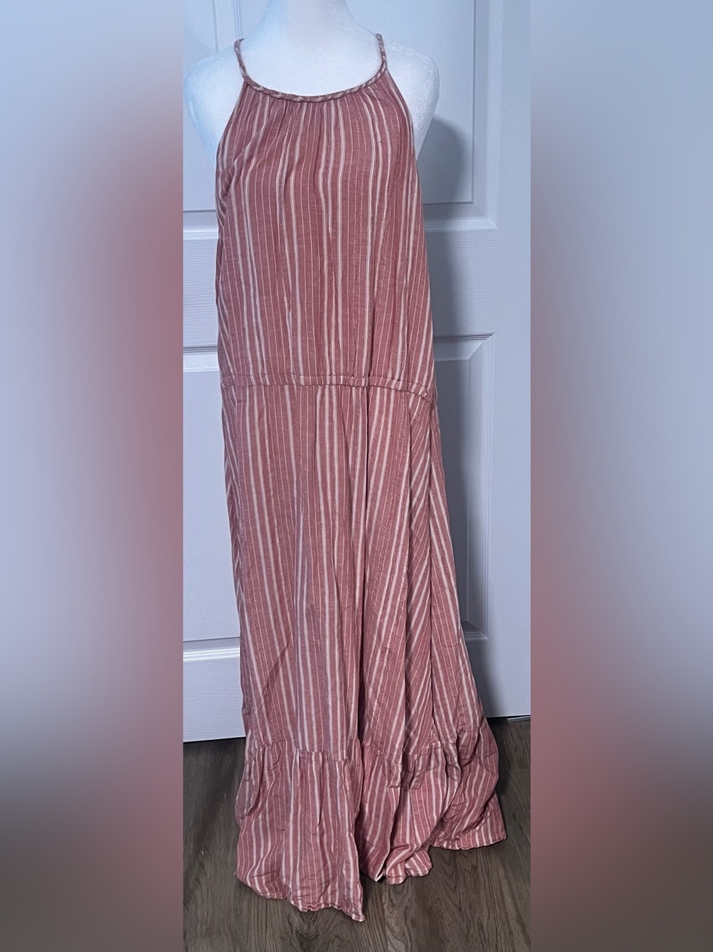 Women's Old Navy Waist-Defined Dobby Stripe Maxi Sundress